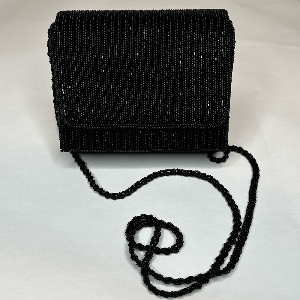 (14) La Regale Black Beaded Evening Bag